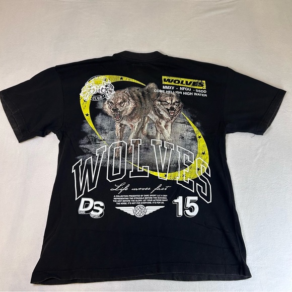 Darc Sport Wolves Graphic Tee Black Size M NWT Streetwear Gym Shirt - Picture 9 of 9